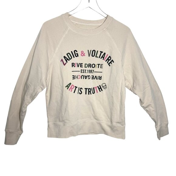 Zadig & Voltaire Art is Truth Sweatshirt Upper Blason Brode womens Size XS tan - Picture 1 of 8